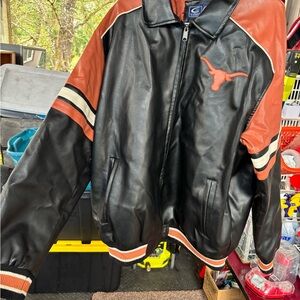 Men's Black and Orange Leather Jacket